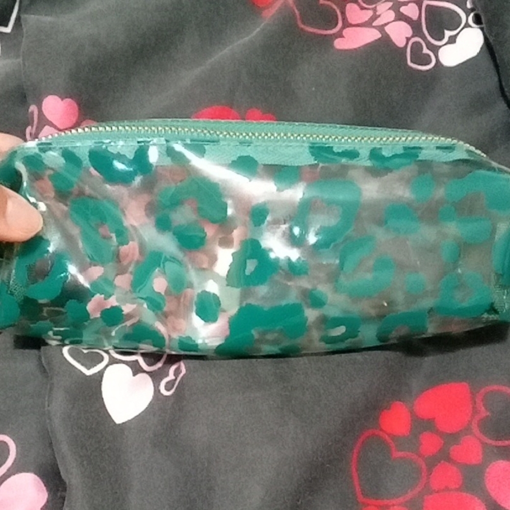 Transparent Green Leopard Print Pouch